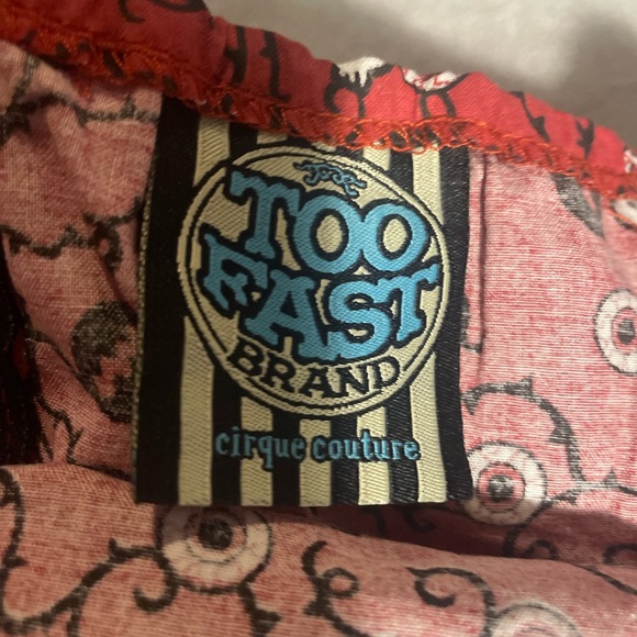 Too Fast Red Ruffled strapless top - Picture 3 of 11